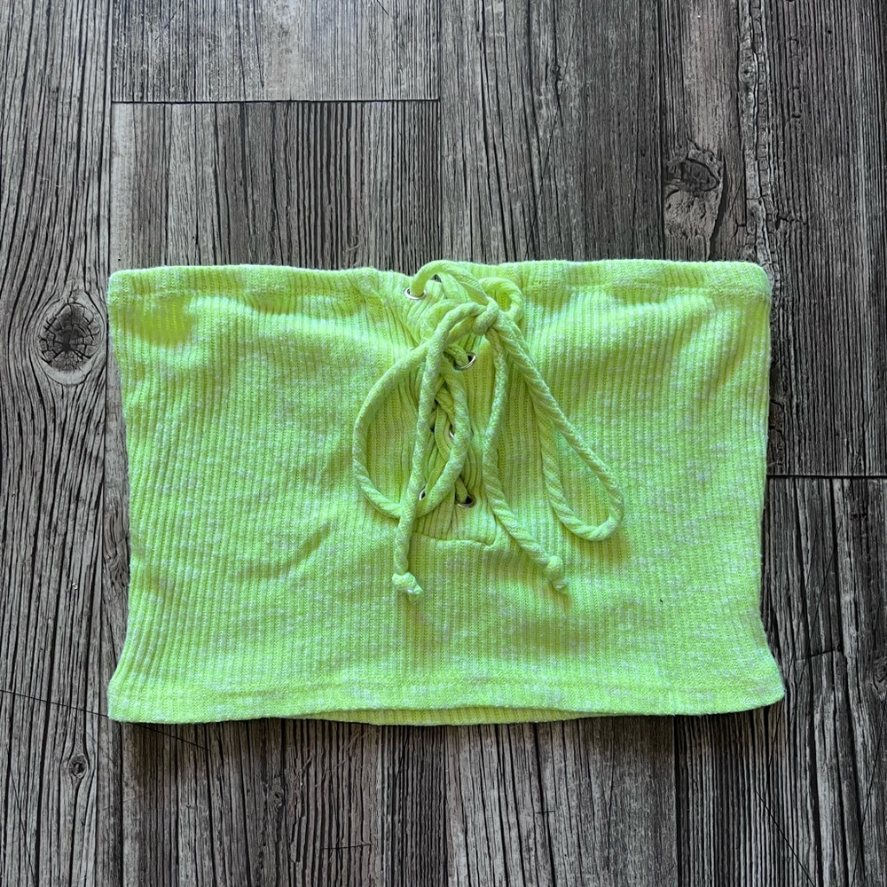 Neon Green Ribbed Tube Top